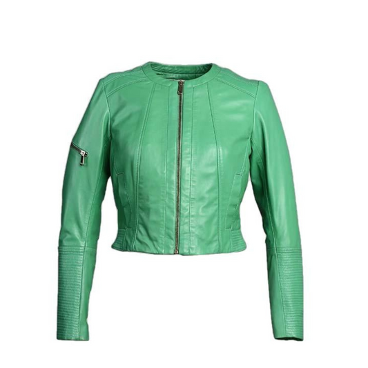 Minty Womens Short Leather Jacket-0