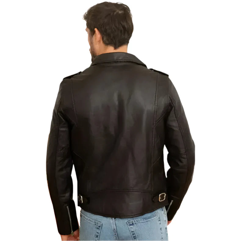 Men's Black Leather Biker Jacket