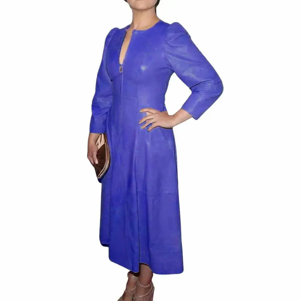 Women's Genuine Leather Cocktail Mini Party Dress-1