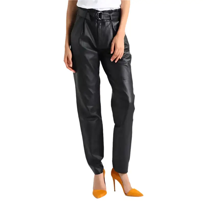 Women’s Genuine Black Leather Pants