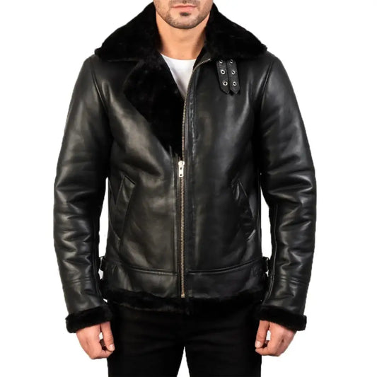Mens Black B3 Bomber Leather Jacket