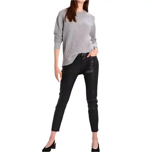 Women's Black Leather Skinny Jeans