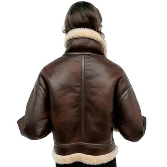 Women’s Dark Brown B3 Bomber Shearling Fur Aviator Jacket