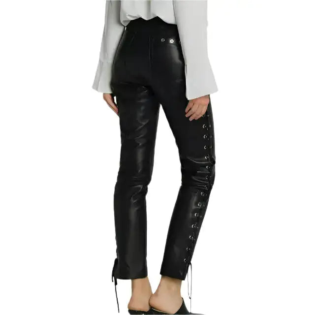 Women’s Designer Black Lambskin Leather Pants