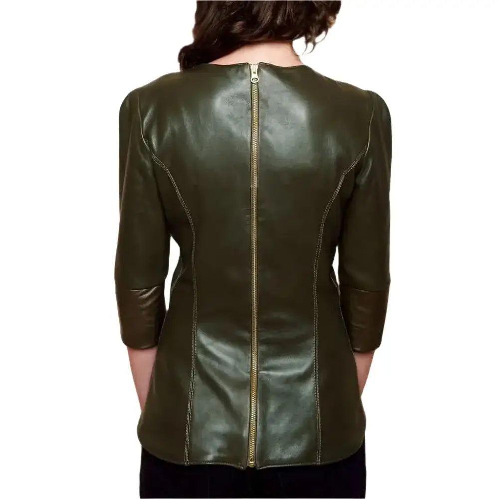 Women's Half Sleeve Leather Top