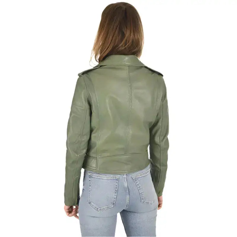 Women's Olive Green Lambskin Leather Jacket