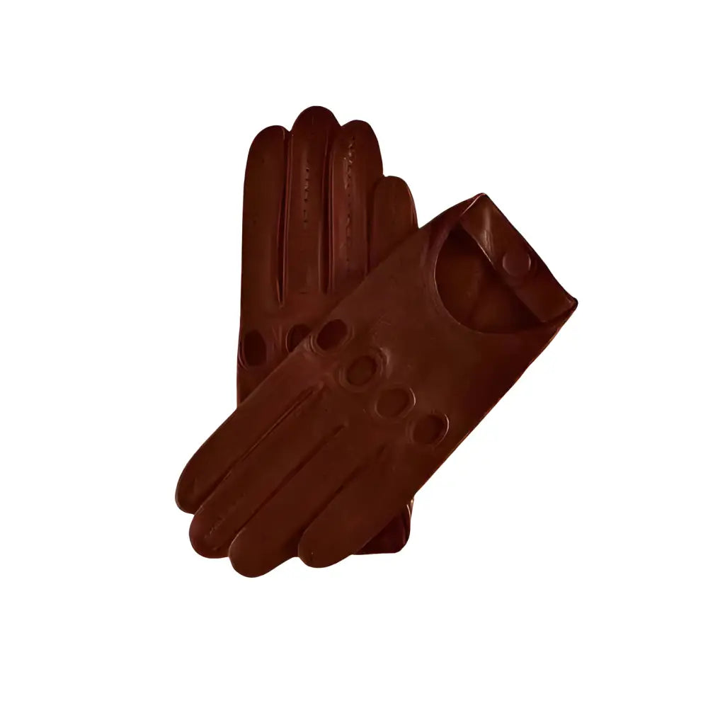 Brown Lambskin Leather Driving Gloves-0