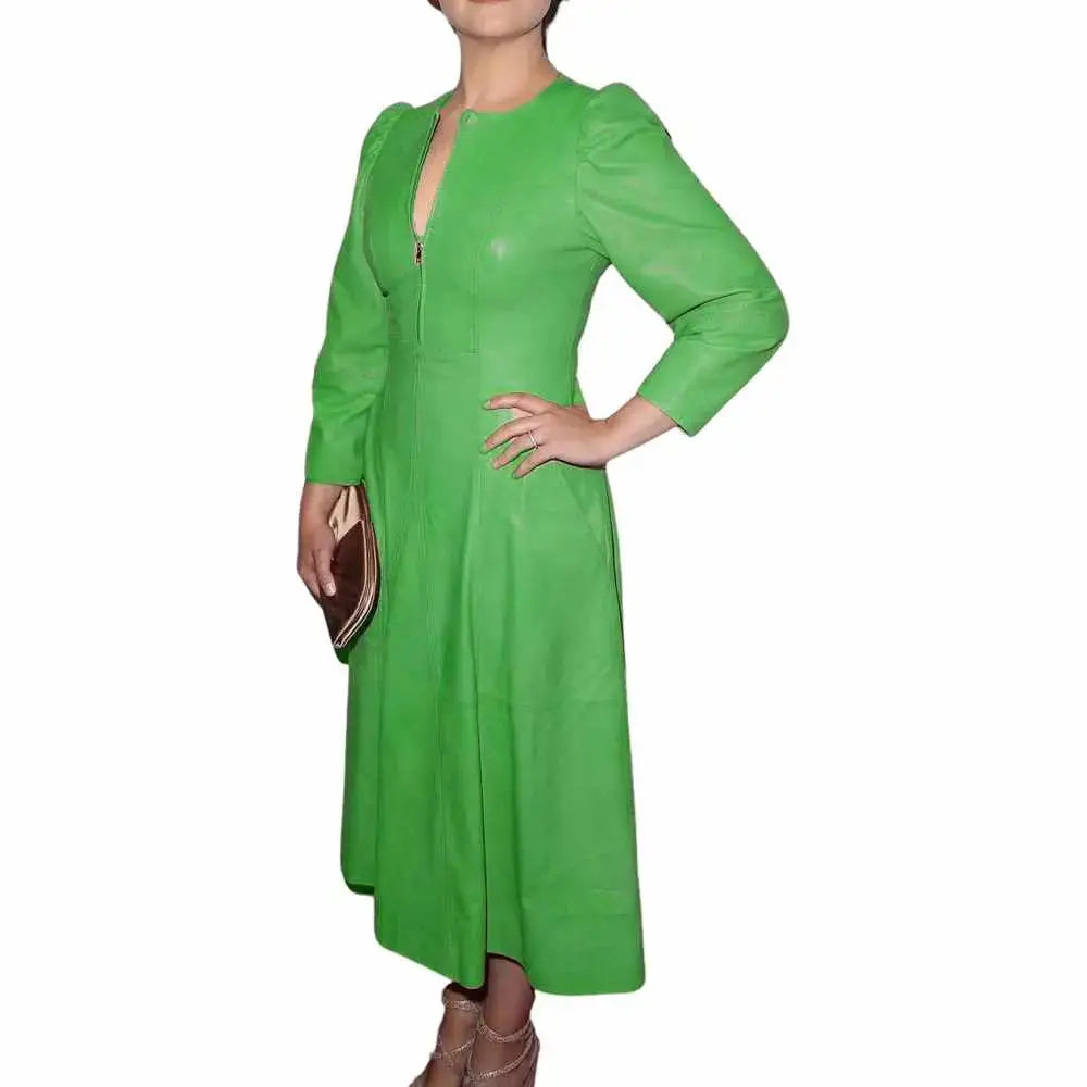 Women's Genuine Leather Cocktail Mini Party Dress-3