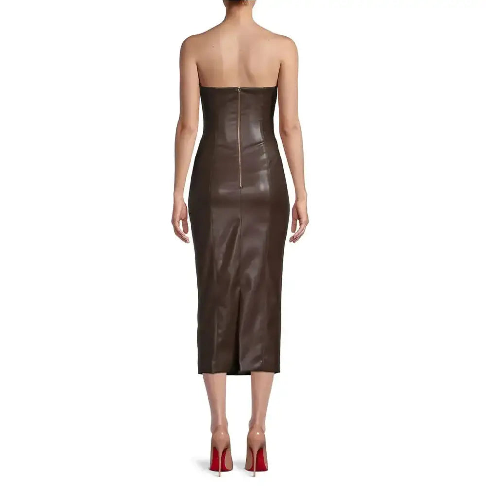 Women’s Dark Brown Minimal Leather Tube Dress