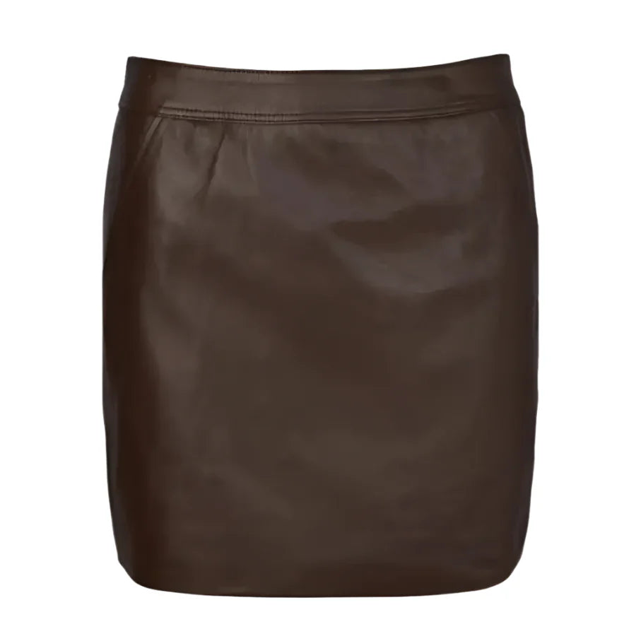 Women’s Dark Brown Leather Mini Skirt