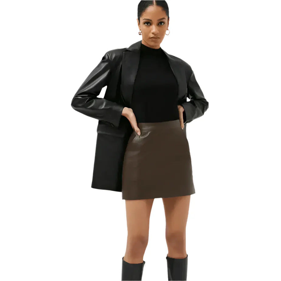 Women’s Dark Brown Leather Mini Skirt