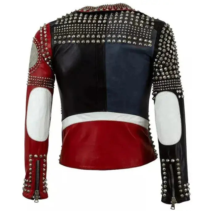 Women’s Elegant Gothic Studded Leather Biker Jacket