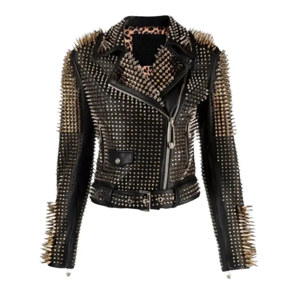 Women’s Studded Leather Biker Jacket
