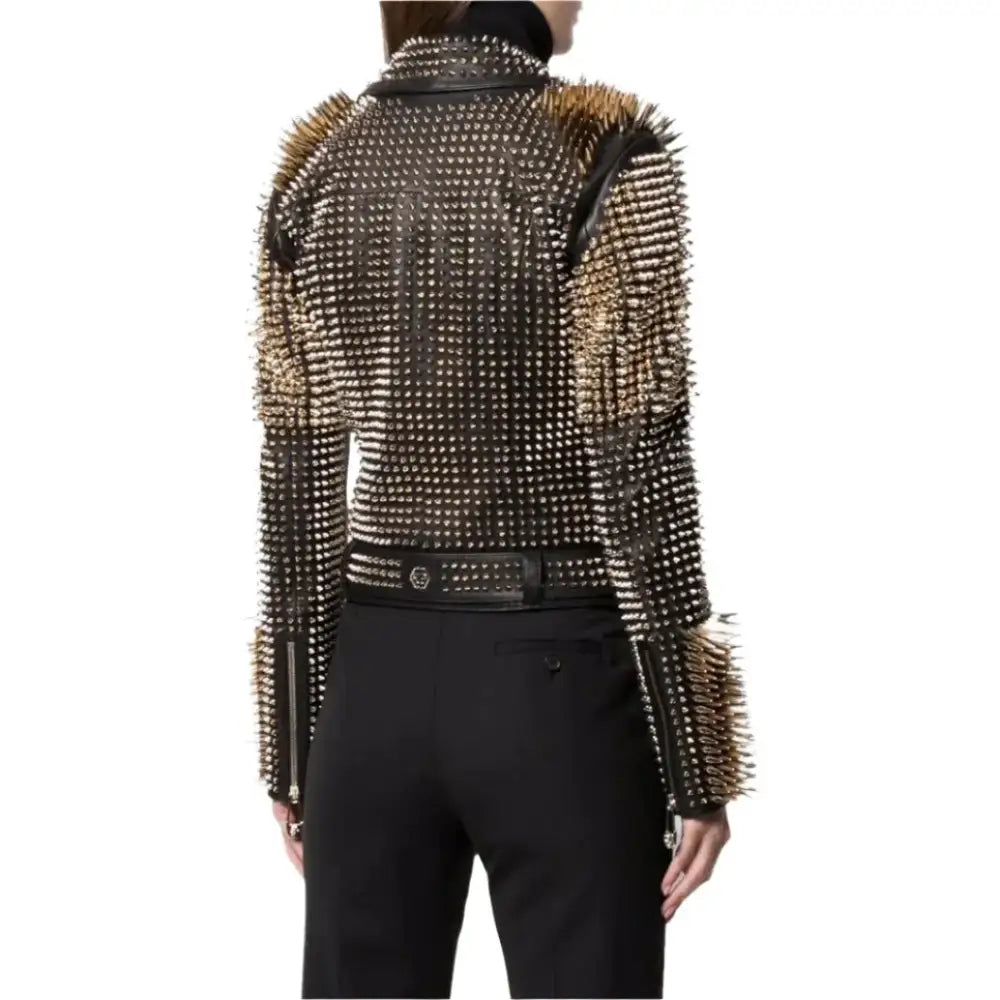 Women’s Studded Leather Biker Jacket