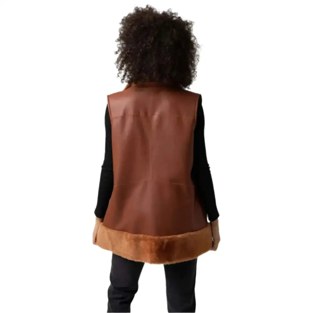 Women’s Tan Brown B3 Bomber Shearling Vest